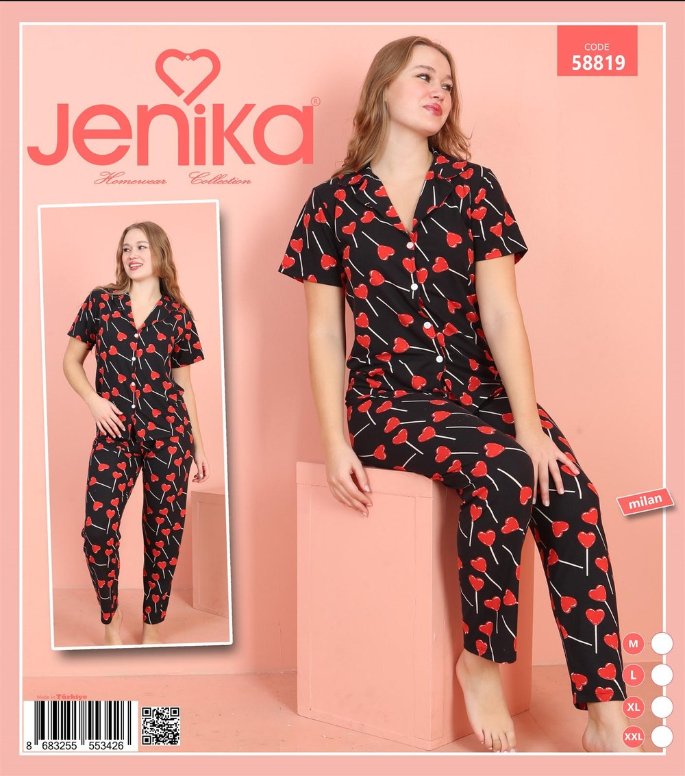 Jenika Milan Düğmeli Kadın Pijama Takım KOD-3