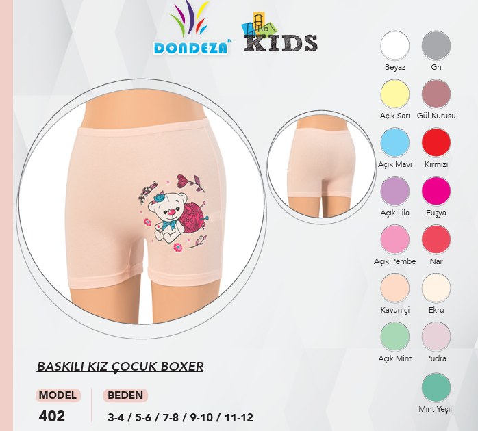 Dondeza 402 Kız Çocuk Boxer