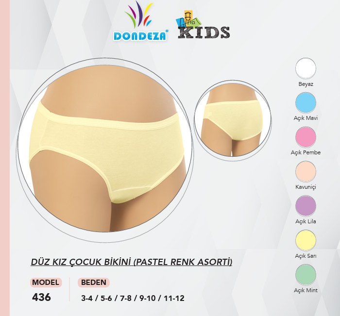 Dondeza 436 Çocuk Kız Düz Bikini