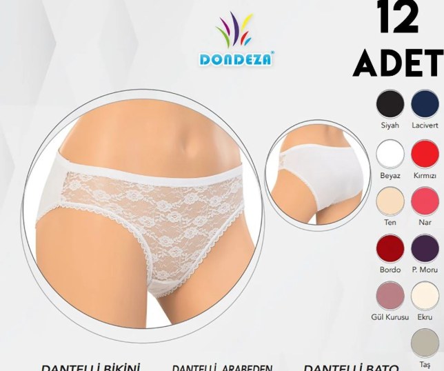 Dondeza 304 Xl Beden Önü Dantelli Kadın Külot LACİVERT