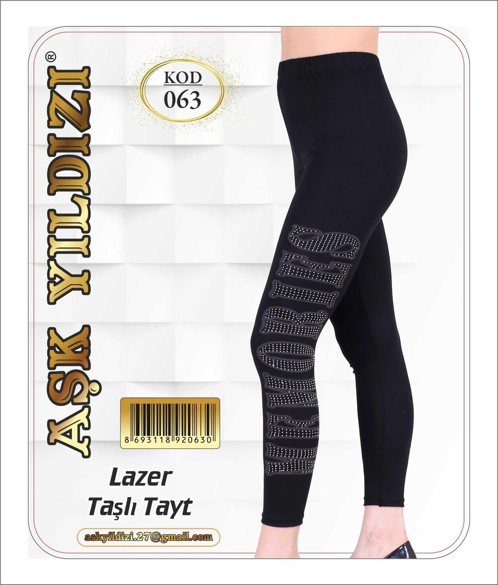 Aşk Yıldızı 063 Lazer Taşlı Tayt SİYAH