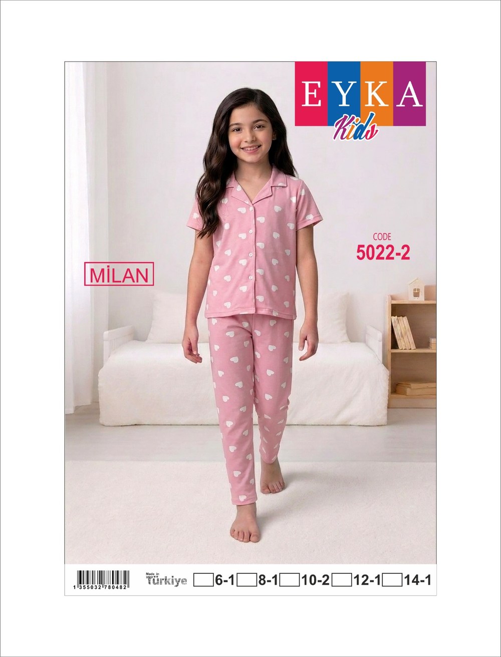 Eyka Çocuk Yarım Kollu Düğmeli Pijama Takımı KOD 9