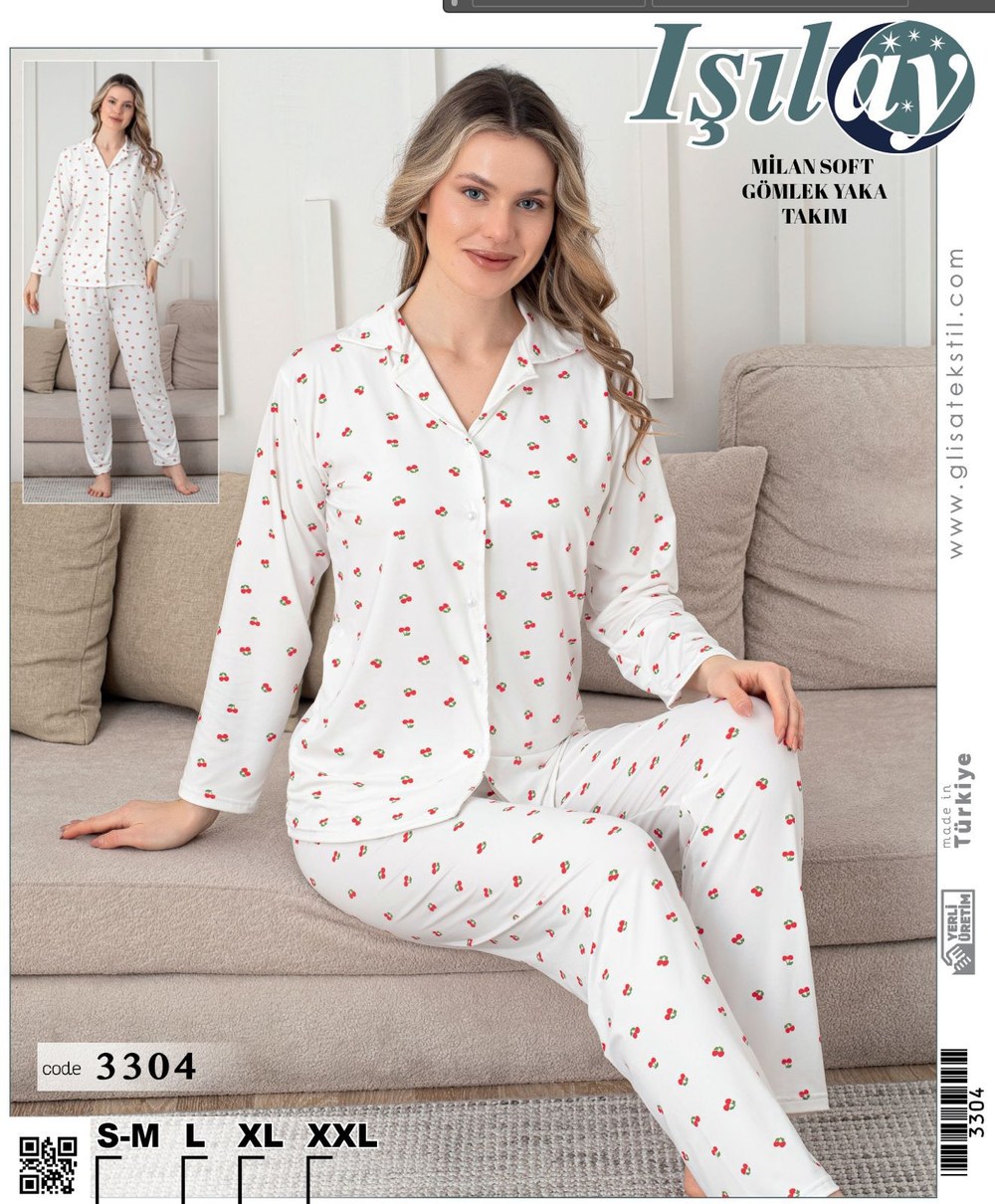 Işılay 3311-3301-3304 Milan Soft Gömlek Yaka Pijama Takım KOD-3