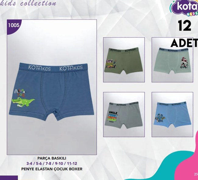 Kota 1005 Baskılı Erkek Çocuk Boxer ASORTİ