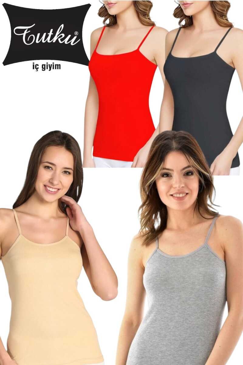 Tutku 0135 Ribana İp Askılı Atlet Renkli GRİ