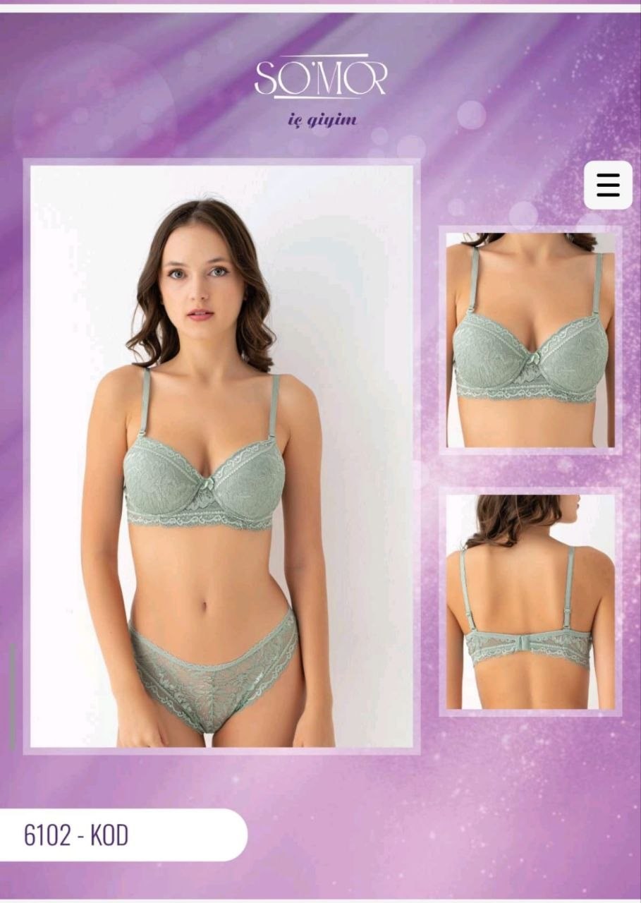 Somor 6102 Full Dantelli İçi Boş Sütyen Takımı BORDO