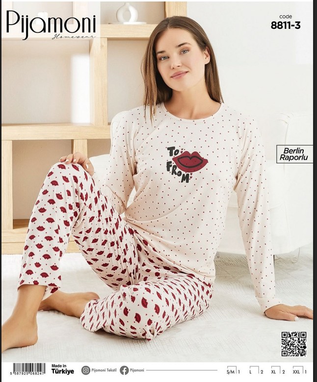 Pijamoni 8811 Berlin Raporlu Bayan Pijama Takımı KOD-2