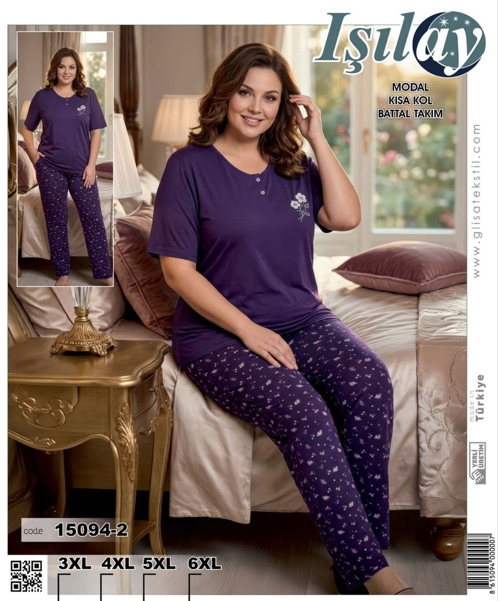 Işılay 15094 Modal Kısa Kol Battal Bayan Pijama Takım KOD-2