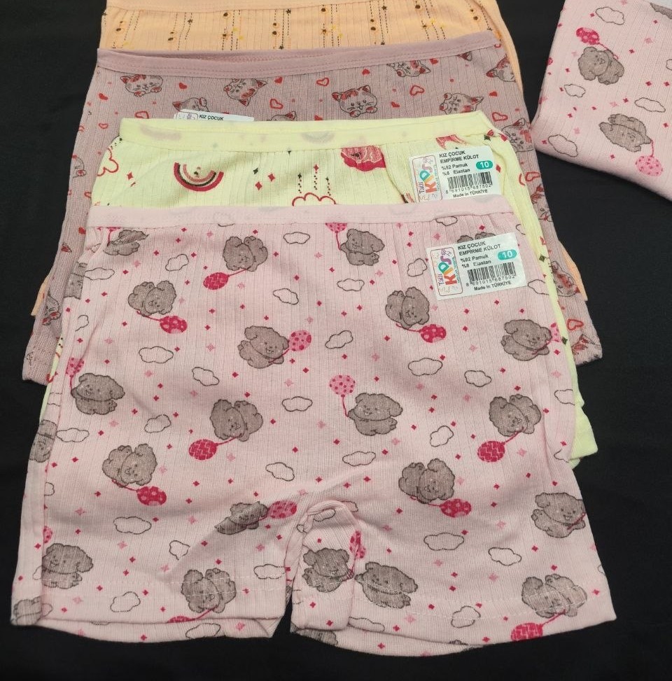 Tatlı Kids Çocuk Kız Desenli Fitilli Boxer