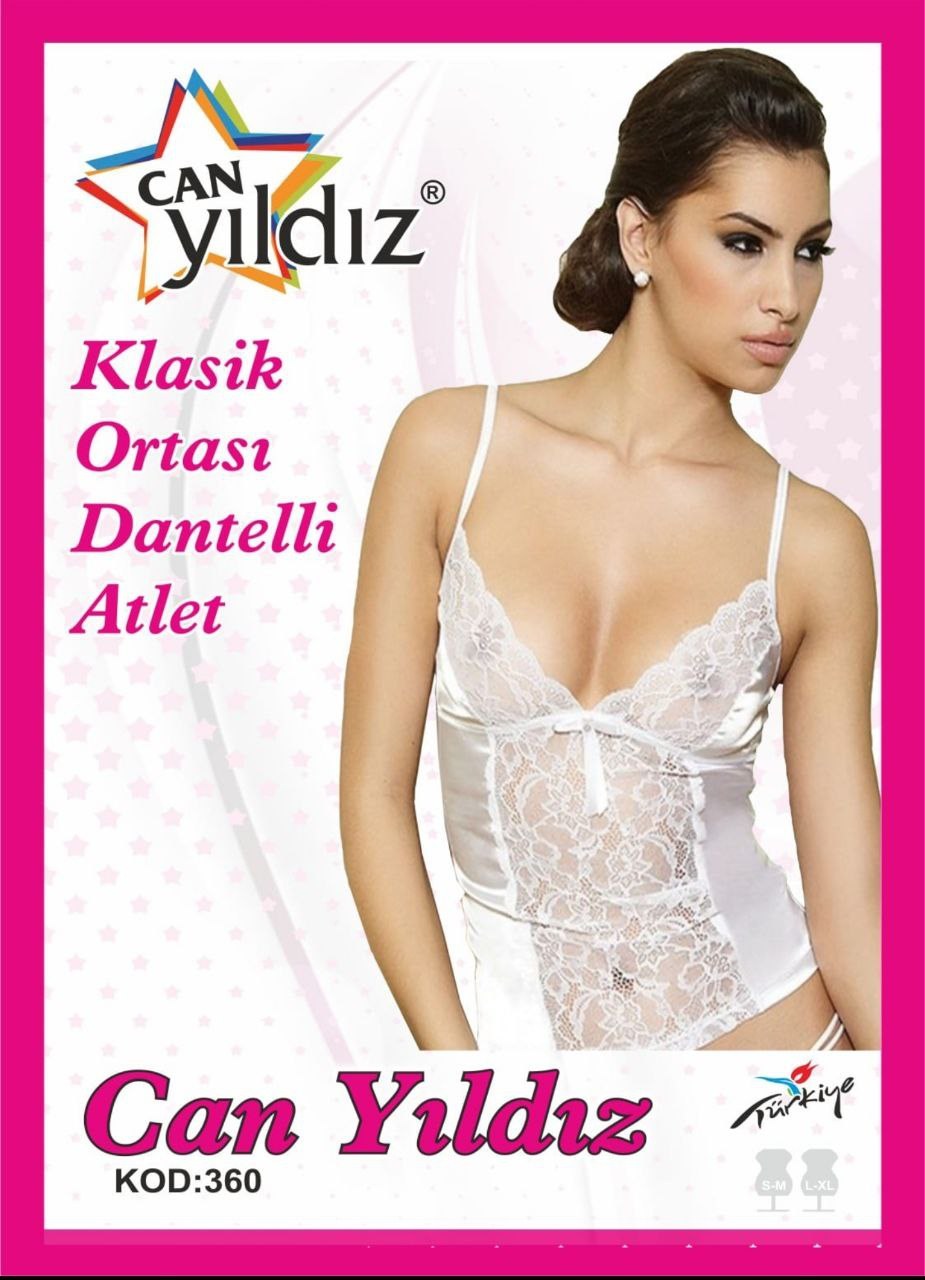 Can Yıldızı 360 Klasik Ortası Dantelli Atlet KIRMIZI