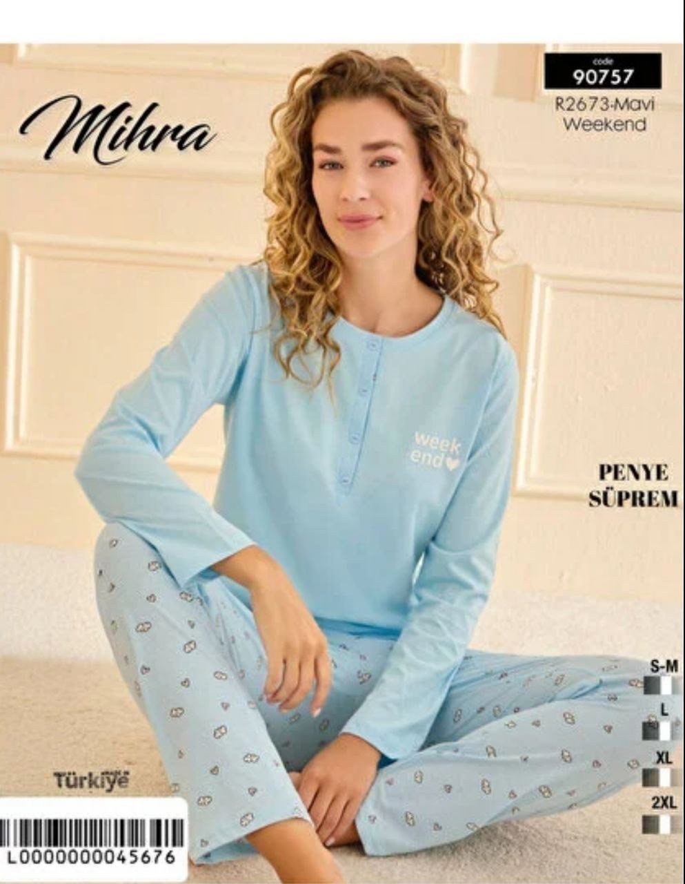 Mihra 90757 Penye Süprem Uzun Kollu Bayan Pijama Takım