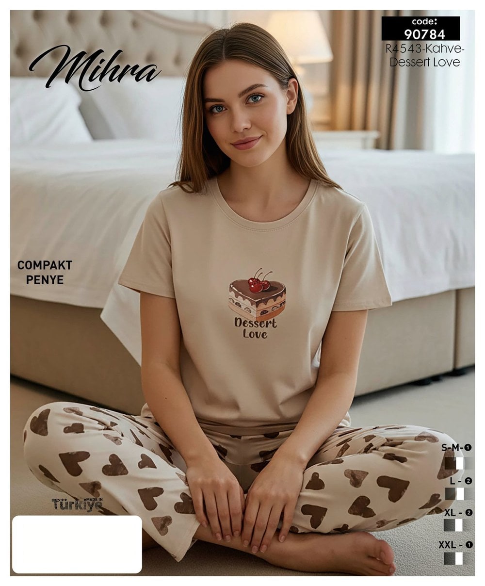 Mihra 90784 Compakt Penye Kısa Kol Pijama Takım Kod