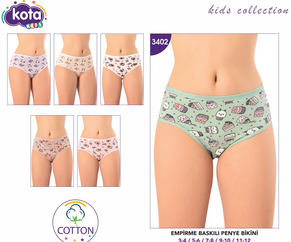 Kız Çocuk Empirme Baskılı Penye Bikini