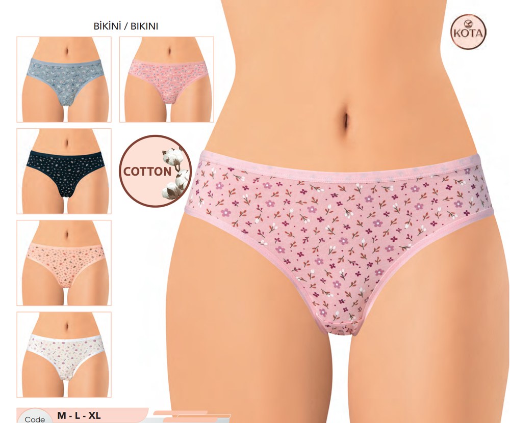 Kadın Desenli Pamuk Bikini Külot