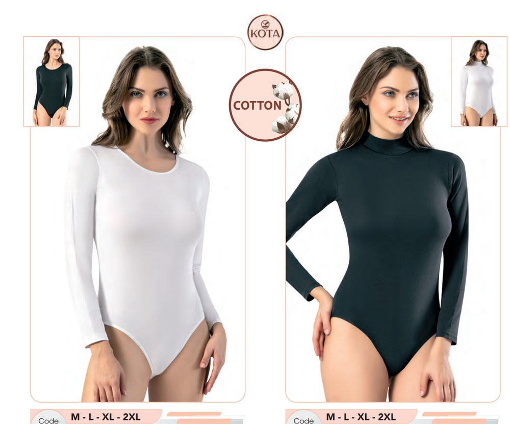 Kadın Balıkçı Yaka Uzun Kollu Body