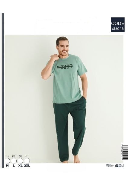 Pijaman 6160-18 Erkek Penye Kısakol Pijama Takım