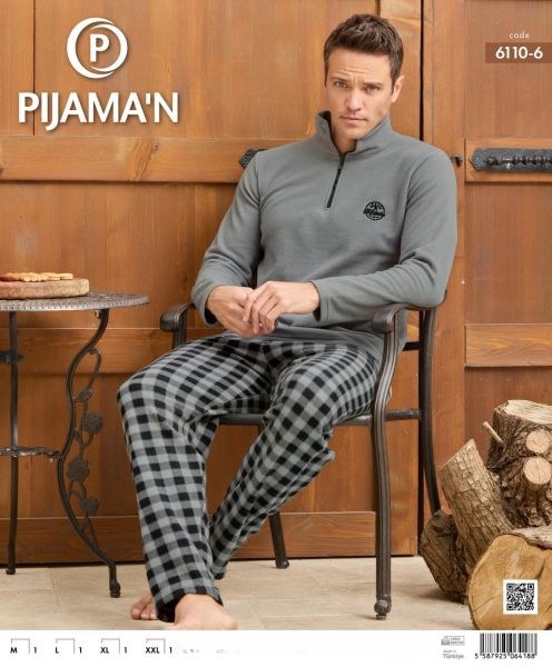 Pijaman 6110-6 Erkek Polar Pijama Takım