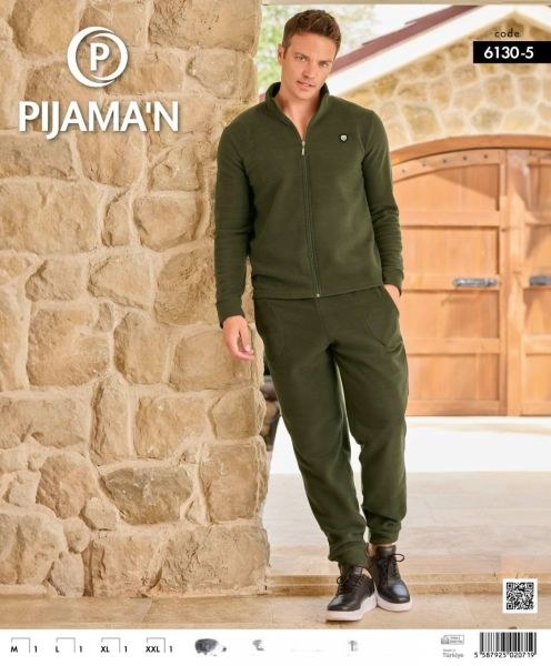 Pijaman 6130-5 Erkek Polar Fermuarlı Takım