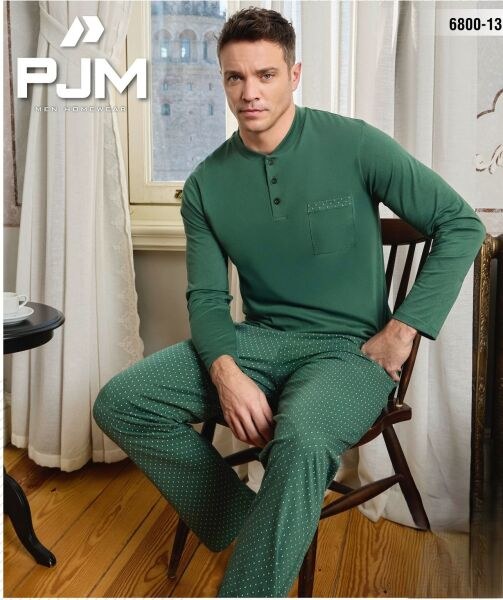 Pjm 6800-13 Erkek Penye Cepli Pijama Takım