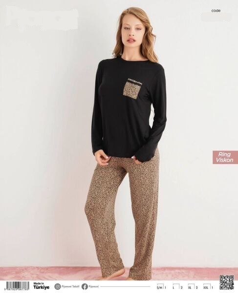 Pijamoni 9580-9 Bayan Ring Viskon Pijama Takım