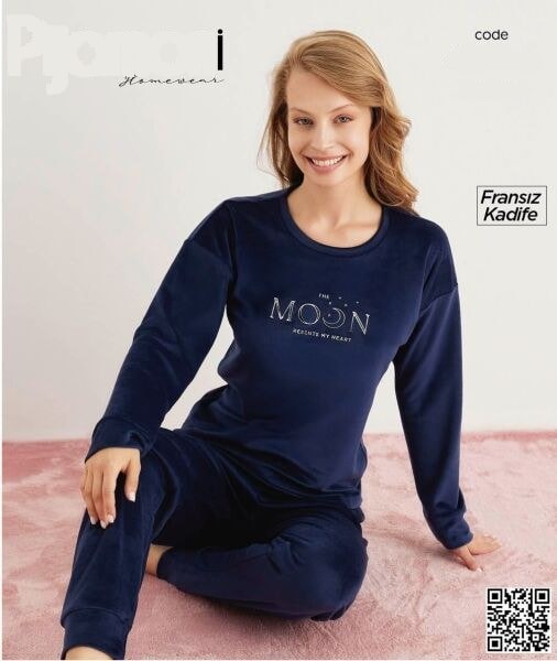 Pijamoni 4200-2 Yeni Fransız Kadife Pijama Takım