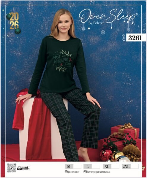 Over Sleep 3261 Bayan Yılbaşı Pijama Takım