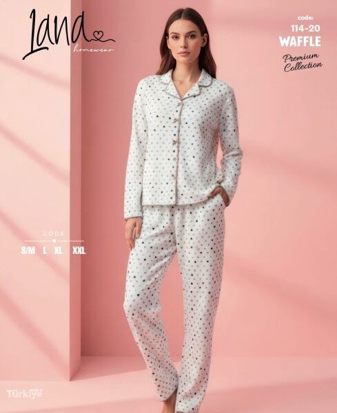 Lana 114-20 Bayan Dikişli Waffle Pijama Takımı
