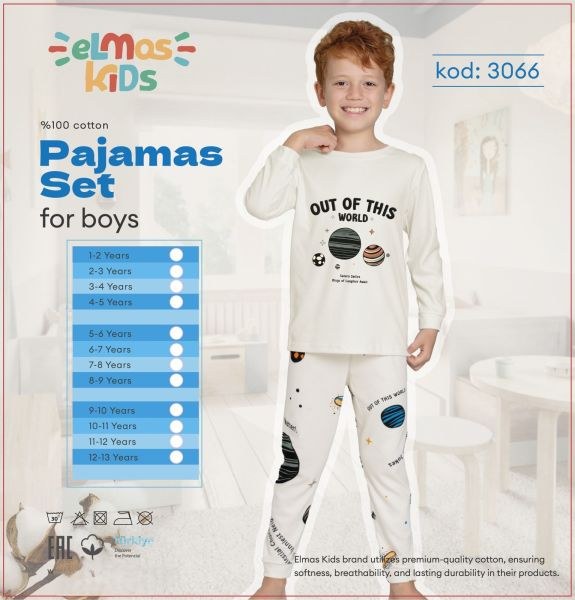 Elmas 3066 Erkek Çocuk 1-5 Yaş Pijama Takım