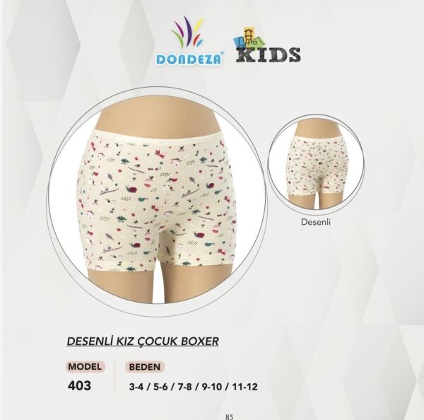 Dondeza 403 Kız Çocuk Desenli Boxer