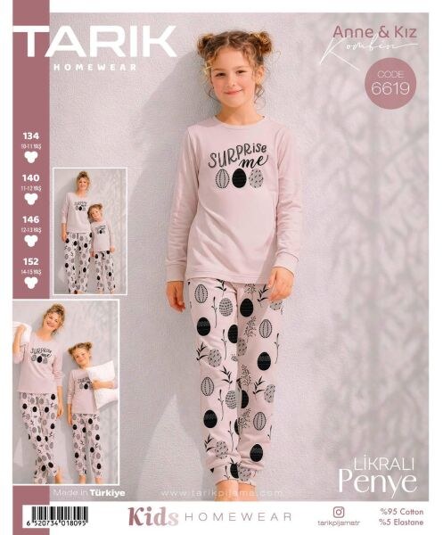 Tarık 6619 Kız 11-15 Yş Penye Pijama Takım