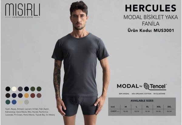 MISIRLI 3001 ERKEK MODAL HERCULES FANİLA BEYAZ