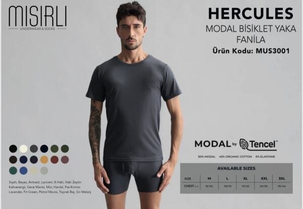 MISIRLI 3001 ERKEK MODAL HERCULES FANİLA SİYAH