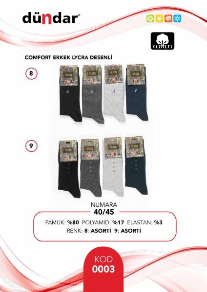 DÜNDAR 0003 ERKEK LİKRALI ÇORAP SİYAH