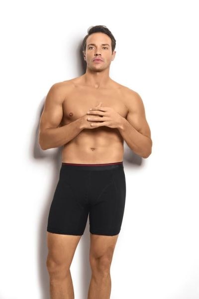 JİBER 268 ERKEK UZUN LYCRALI BOXER 3 LÜ SİYAH