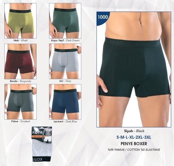 KOTA 1000 ERKEK LİKRALI BOXER 2XL-3XL SAKS