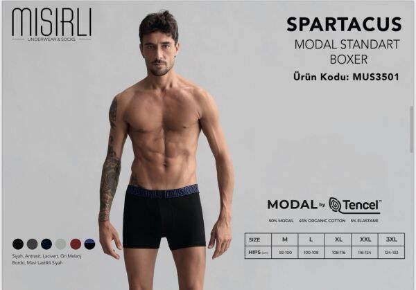 MISIRLI 3501 ERKEK MODAL TENCEL SPARTACUS BOXER ANTRASİT
