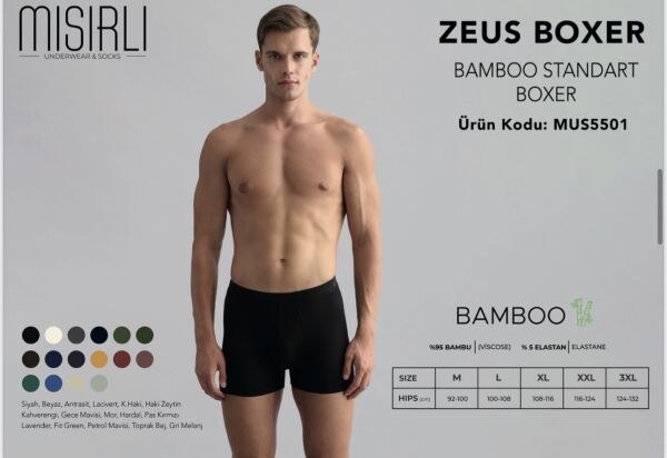 MISIRLI 5501 BAMBU ZEUS REGULAR FIT BOXER BEYAZ