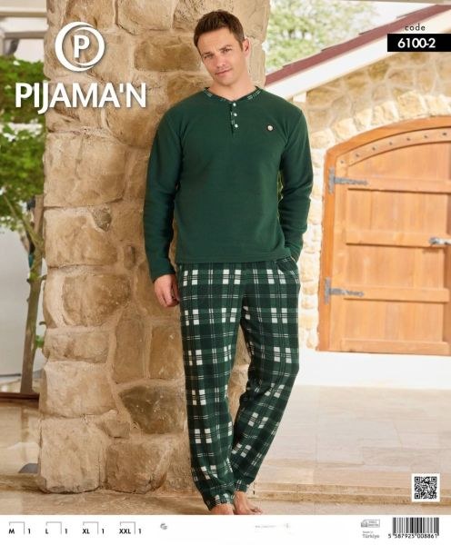PİJAMAN 6100-2 ERKEK PATLI POLAR PİJAMA TAKIM