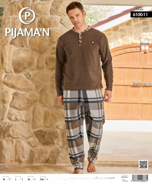 PİJAMAN 6100-11 ERKEK PATLI POLAR PİJAMA TAKIM