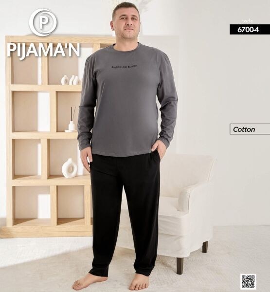 PİJAMAN 6700-4 ERKEK PENYE BATTAL PİJAMA TAKIM