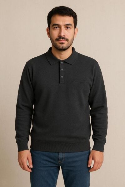 DRAKESS 10052 ERKEK SELANİK YAKA SWEAT LACİVERT