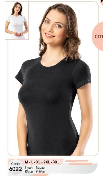 KOTA 6022 BAYAN KISA KOL T-SHIRT BEYAZ