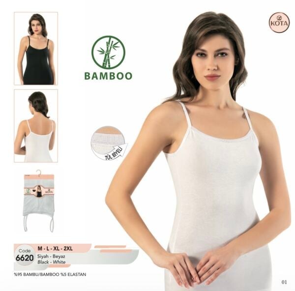 KOTA 6620 BAYAN BAMBU SÜPREM İNCE ASKILI ATLET SİYAH