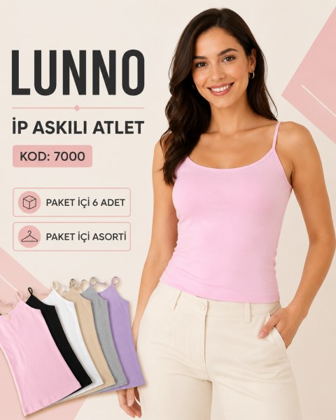 LUNNO 7000 BAYAN DANTELLİ İP ASKI ATLET ASORTİ