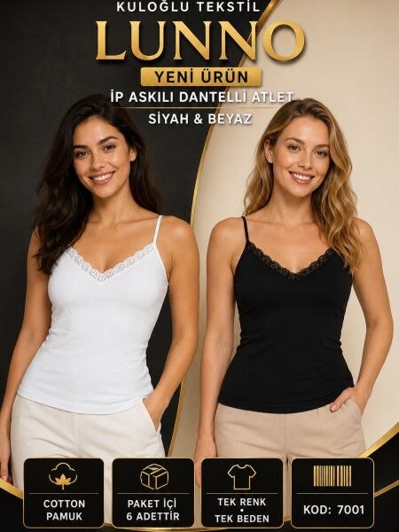 LUNNO 7001 BAYAN İP ASKI ATLET BEYAZ