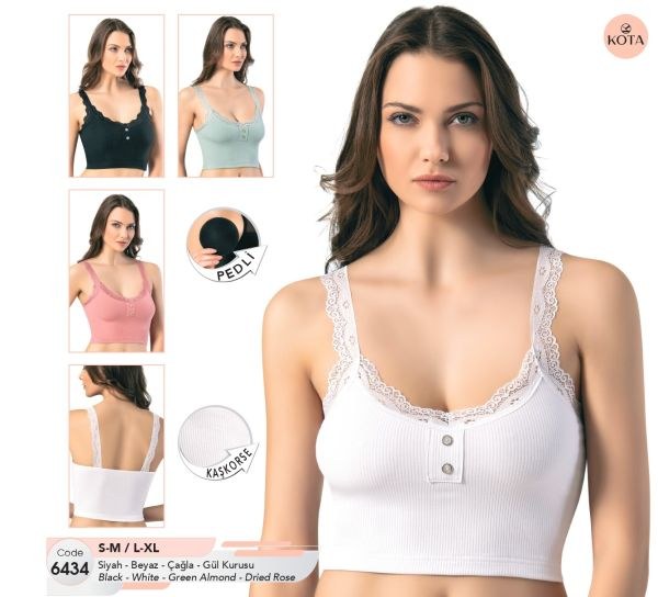 KOTA 6434 BAYAN KAŞKORSE SUR DANTELLİ PEDLİ KROP GÜL KURUSU