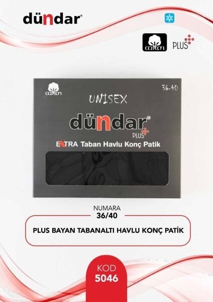 DÜNDAR 5046 BAYAN PLUS TABANALTI HAVLU KONÇ PATİK SİYAH