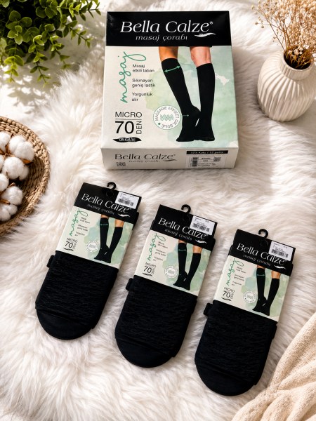 BELLA CALZE 4010 BAYAN MİKRO 70 MASAJ DİZALTI SİYAH-500