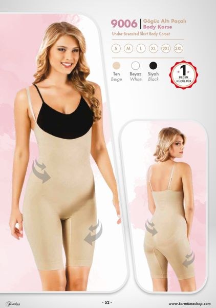 FORM TİME 9006 GÖĞÜS ALTI PAÇALI BODY KORSE BEYAZ