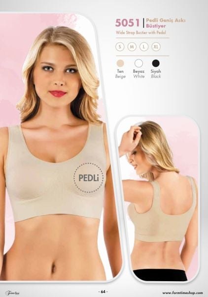 FORM TİME 5051 PEDLİ GENİŞ ASKI BÜSTİYER TEN